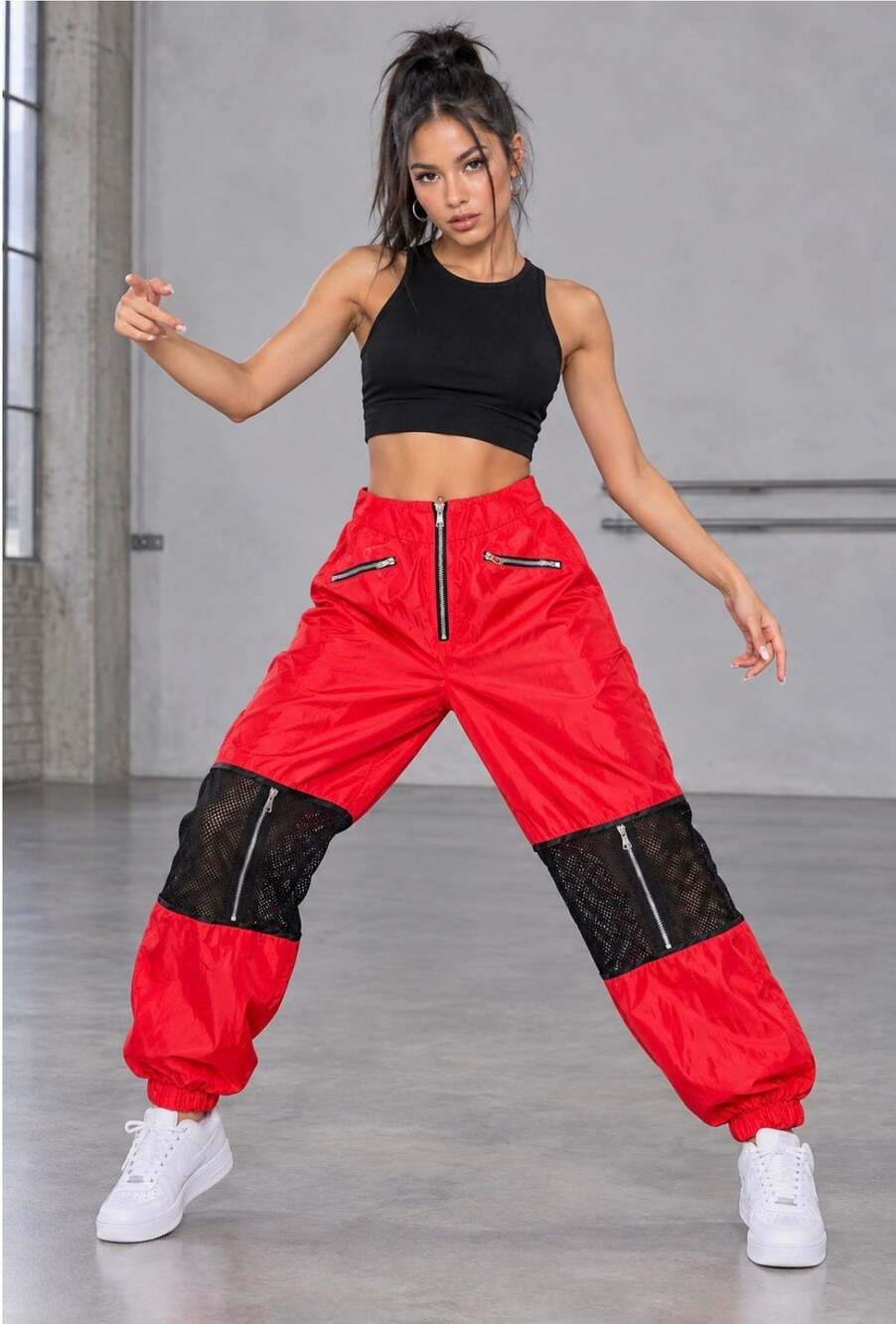 I.AM.GIA Gwen Red & Black Mesh Panel Pants โ XS